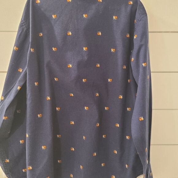 Old Navy Boys Navy Blue Shirt with Dogs - Picture 4 of 4